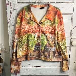 Impulse California Multicolor Florence Jean Style Jacket 97% Cotton Sz XL